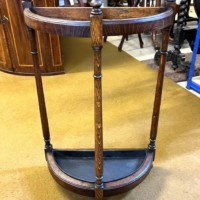 Antique Demi Lune Oak Stick / Umbrella Stand