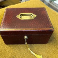 Victorian Leather Bound Jewellery Box Complete with Bramah London Lock & Key