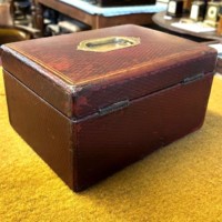 Victorian Leather Bound Jewellery Box Complete with Bramah London Lock & Key