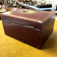 Victorian Leather Bound Jewellery Box Complete with Bramah London Lock & Key