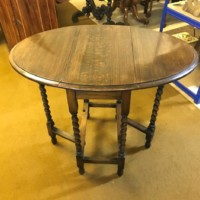 Antique Dark Oak Oval Gate Leg Table with Barley Twist Legs