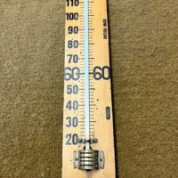 Vintage Large Wooden Factory Thermometer by Brannan London