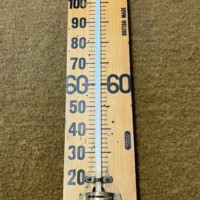 Vintage Large Wooden Factory Thermometer by Brannan London