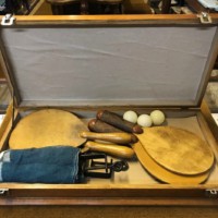 Vintage Wooden Cased Table Tennis Set