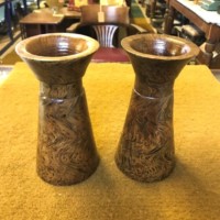 Pair of Wood Effect Papier Mache Vases