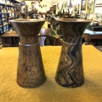 Pair of Wood Effect Papier Mache Vases