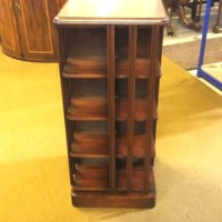 Mid Century Mahogany Revolving Bookcase / Display Cabinet / CD Rack