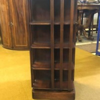 Mid Century Mahogany Revolving Bookcase / Display Cabinet / CD Rack