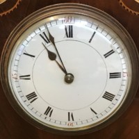 Edwardian Duverdry & Bloquel Flame Mahogany Inlaid Mantle Clock