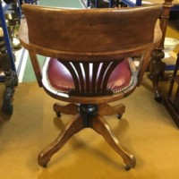 Vintage Oak Swivel / Tilt Office Chair with Leather Seat