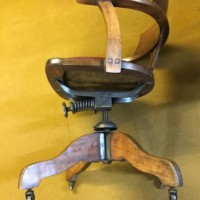 Vintage Oak Swivel / Tilt Office Chair with Leather Seat