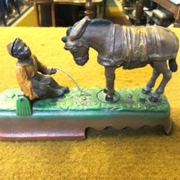 Vintage American Cast Iron Mechanical Bank "Always Did 'Spise A Mule" ﻿Reproduced from the Original in Collection of The Book Of Knowledge