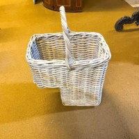 Vintage Grey Rattan Stair Step Washing Basket