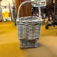 Vintage Grey Rattan Stair Step Washing Basket