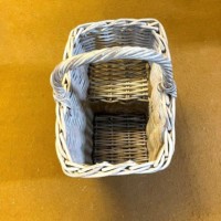 Vintage Grey Rattan Stair Step Washing Basket