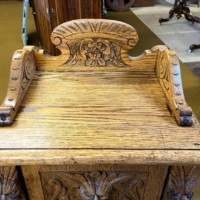 Victorian Gothic Revival Carved Oak Purdonium