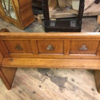 Victorian Solid Oak Church Pew with ﻿Gothic Trefoil Cutaways