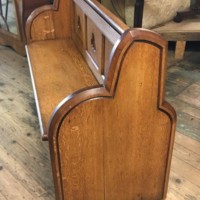 Victorian Solid Oak Church Pew with ﻿Gothic Trefoil Cutaways