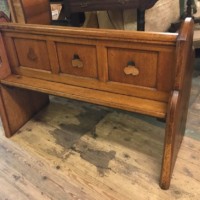 Victorian Solid Oak Church Pew with ﻿Gothic Trefoil Cutaways