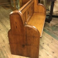 Victorian Solid Oak Church Pew with ﻿Gothic Trefoil Cutaways