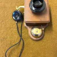 Antique Railway Signal Box Telephone Bakelite, Brass and Wood