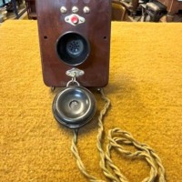 Antique Railway Trackside Telephone Bakelite, Wood and Brass