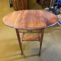 Edwardian Mahogany Oval Drop Leaf Occasional Table