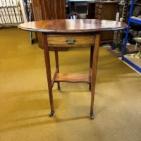 Edwardian Mahogany Oval Drop Leaf Occasional Table