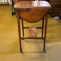 Edwardian Mahogany Oval Drop Leaf Occasional Table