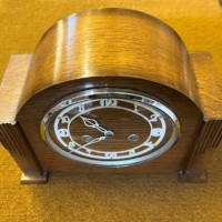 Vintage Art Deco Style Oak Mantle Clock by Smiths Enfield