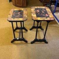 Regency Style Chinoiserie Decorated Satinwood Inlaid Nest of 2 Tables