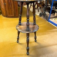 Antique Mahogany Gypsy Table with Turned Legs and Brass Studding