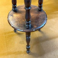 Antique Mahogany Gypsy Table with Turned Legs and Brass Studding