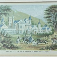 Antique Miniature Print Her Majesty and H.R.H Prince Albert at Balmoral