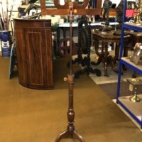 Antique Mahogany Music Stand with Lyre Motif