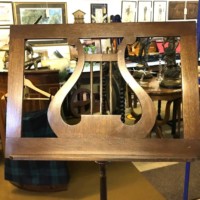 Antique Mahogany Music Stand with Lyre Motif