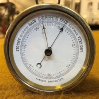 Vintage Brass Desk Top or Hanging Aneroid Barometer