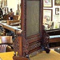 Antique Chinese Rosewood and Brass Table Screen