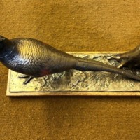 Vintage Cold Painted Spelter Pheasant Match Striker with Wand