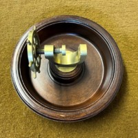 Vintage Hardwood Nut Bowl with Brass Ships Wheel Nut Cracker