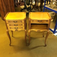 Mid Century Pair of French Louis XVI Style Cherrywood Bedside Night Stand Drawer Units