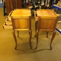 Mid Century Pair of French Louis XVI Style Cherrywood Bedside Night Stand Drawer Units