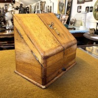 Antique Honey Oak Wedge Shaped Stationery Box