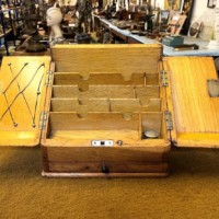 Antique Honey Oak Wedge Shaped Stationery Box