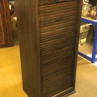 Vintage Dark Oak Tambour Front 9 Drawer Filing Cabinet