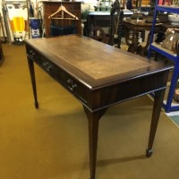 Vintage Dark Mahogany Writing Desk with Tan Leather Cover