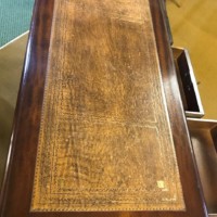 Vintage Dark Mahogany Writing Desk with Tan Leather Cover