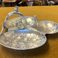 Antique Silver Plated Trio of Thistle Pattern Bon Bon / Sweet Dishes