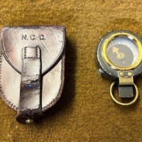 WW1 Officers Prismatic Marching Compass in Leather Case