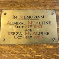 Antique Oak Kneeling Prayer Stool Carved Flowers on Front Panel   Brass Plaque Inscribed "In Memoriam Admiral McAlpine Sept-21st 1923 and Beeza McAlpine Oct-4th 1923"